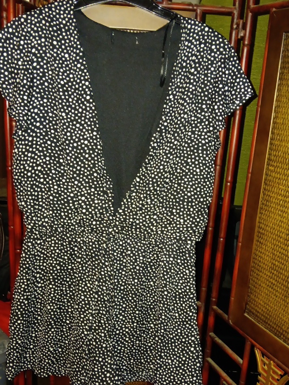Black Polka Dot V-Neck romper